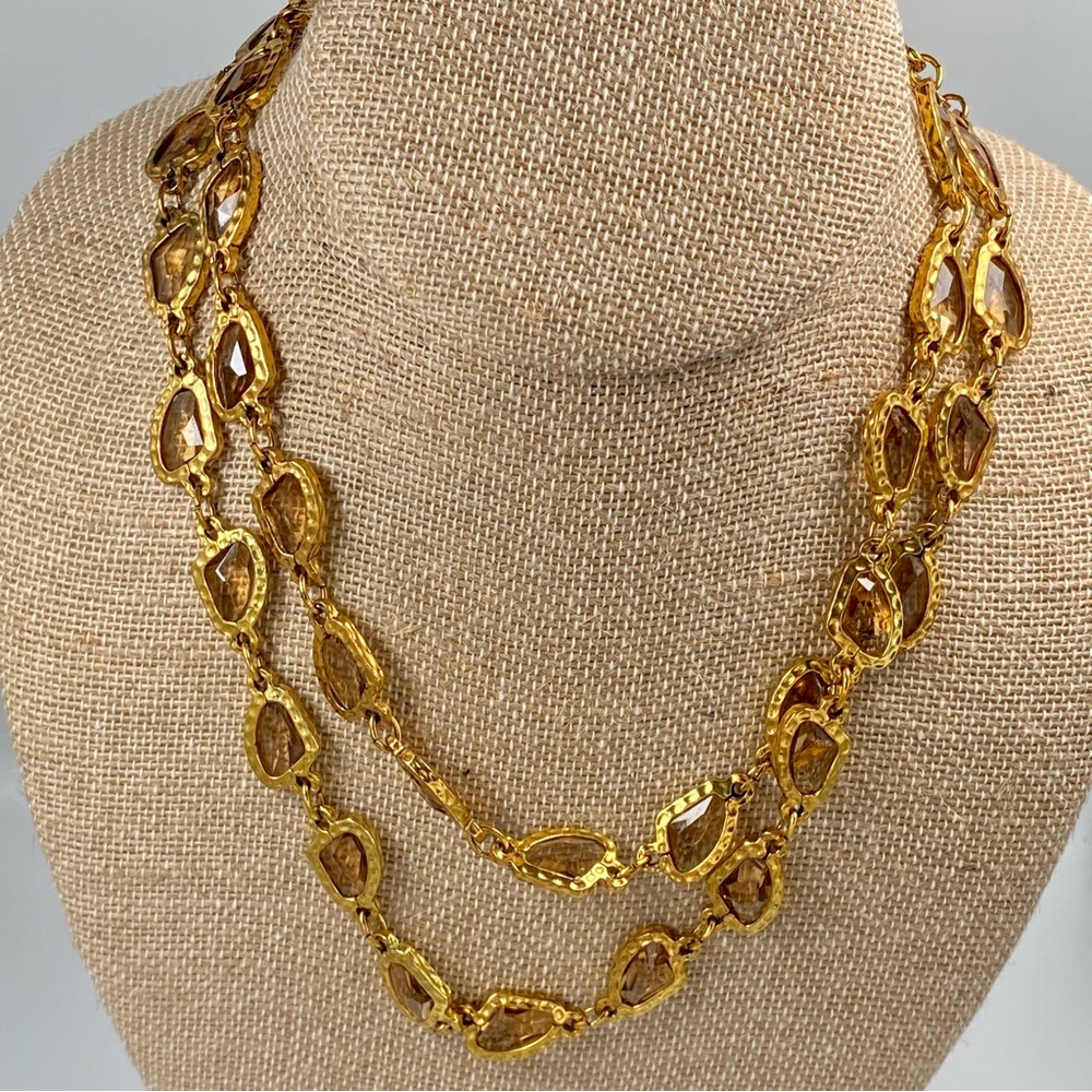 Chico’s Gold Tone, Faux Citron Long Necklace, 36”